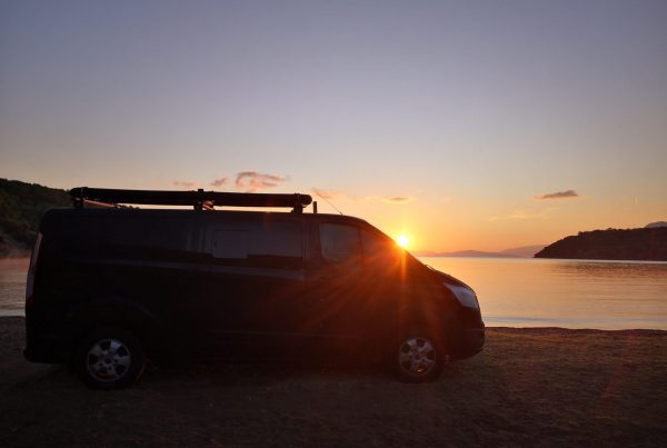Ford Transit Campervan Sunset Vagionia Beach Greece